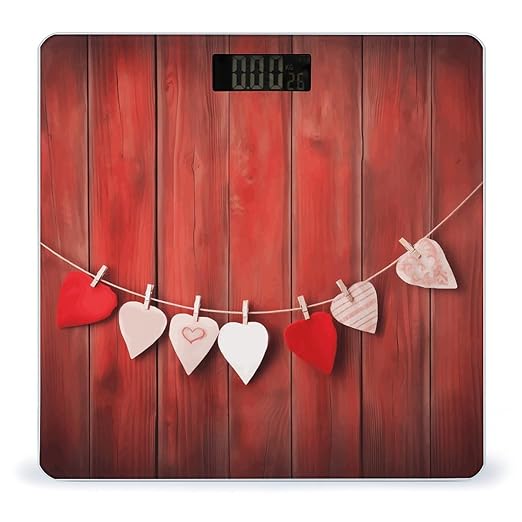 Heart Shape on Wall Bathroom Scale for Body Weight Bathroom Weighing Scale with Backlit LCD Display Highly Accurate Measures Weight Up to 180kg