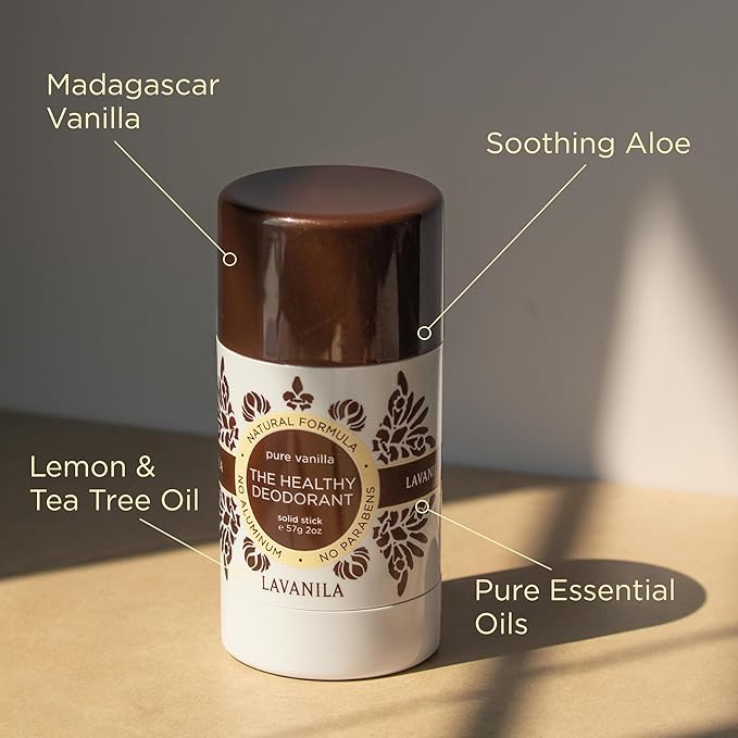 Lavanila Pure Vanilla Deodorant for Women 2-Pack (2 Oz Each) - Natural Aluminum Free Solid Stick Deodorant Made In USA Vegan