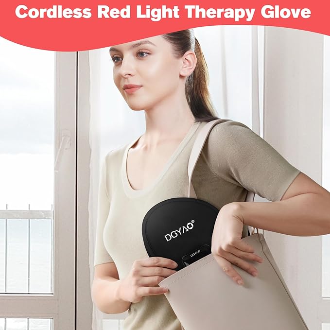 Cordless Infrared Red Light Gloves for Hand Comfort – 4000mAh Rechargeable Battery Portable LED Light Mitten Pad Device for Hands Fingers Palms Home &amp Travel Use