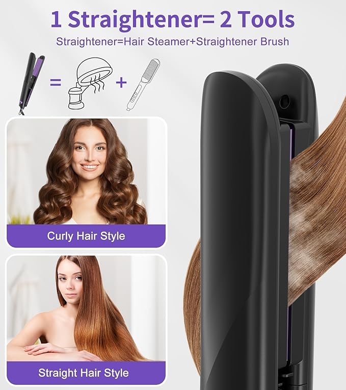 Steam Straighteners for Hair Professional Salon Titanium Vapor Straightening Irons High-end Salon Water Light Steam Flat Iron | 24 Hour Anti-frizz | Make Hair Smooth and Adds Shine