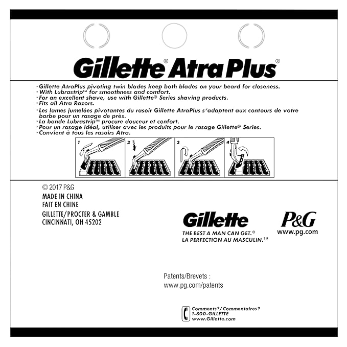 Gillette AltraPlus Mens Razor Blade Refills 10 Count Lubra-Soft Strip for Smoothness and Comfort