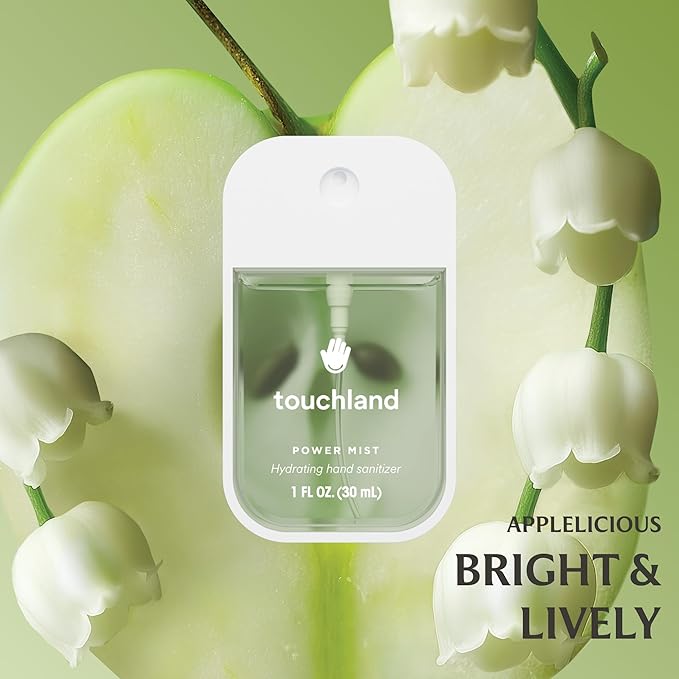 Touchland Hydrating Hand Sanitizer Spray – Blossom 5 Set (Pure Lavender Vanilla Blossom Rainwater Velvet Peach Applelicious) – 5 x 1 FL OZ Travel Size Mists