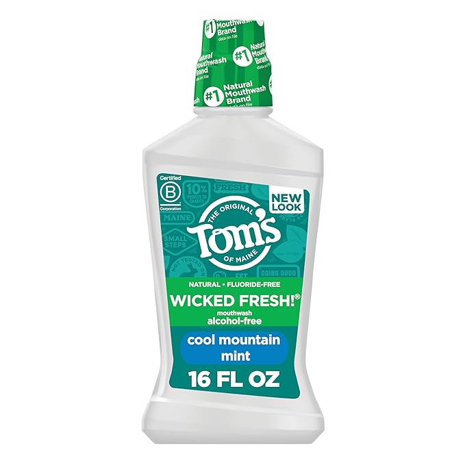 Tom's of Maine Natural Wicked Fresh Alcohol-Free Mouthwash Cool Mountain Mint 16 oz. 6-Pack (Packaging May Vary)