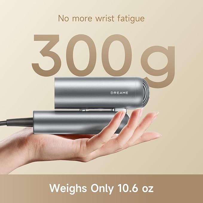 Dreame Pocket Pro Hair Dryer Dual Voltage Travel Blow Dryer with Diffuser 1300W Professional HighSpeed Ionic Hair Blower Fast Drying Low Noise Lightweight No Heat Damage Global Travel 120V/240V