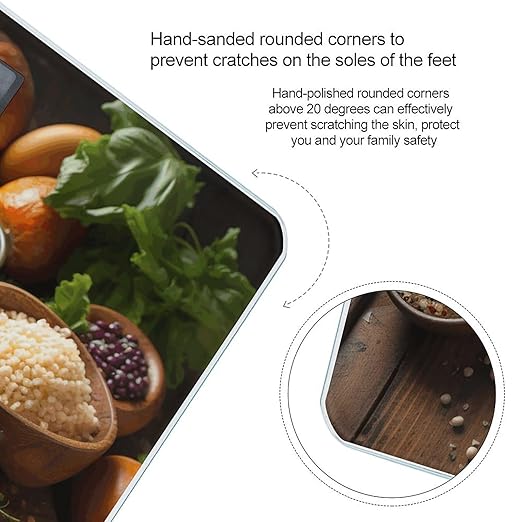 Farmhouse Food Pictures Scale for Body Weight Anti-Slip Tempered Glass Digital Bathroom Scales Clear LCD Display Weighing Scale Safe Rounded Corners Smart Scales