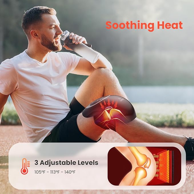Knee Massager with Heat - Heating and Vibrating Knee Massager for Arthritis Stretched Ligament Joints and Muscles Injuries - [2025 Upgraded] Gifts for Elderly Dad Mom