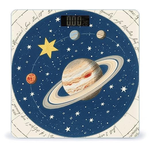 Planets Stars Space Bathroom Scale for Body Weight Bathroom Digital Electronic Weighing Scale with Back Lit LED Display Sturdy Tempered Glass Weight Watchers Scales 400lb
