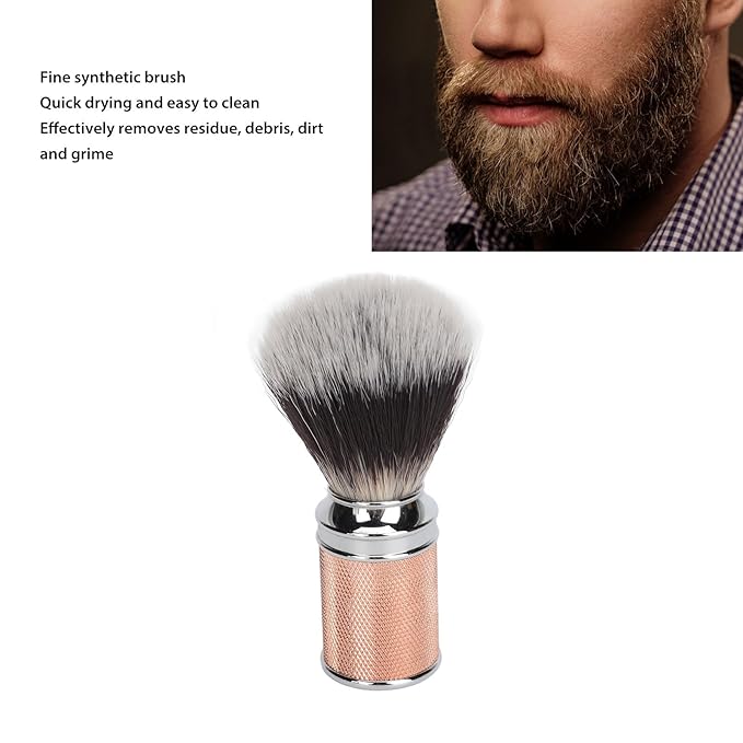 Beard Brush Nylon Beard Foaming Brush Beard Foaming Brush Aluminium Alloy Curved Handle Cleaning Synthetic Lather for Travel Home Suitable for Men Rose Gold (Rose Gold)