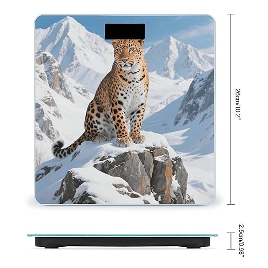 Snow Leopard Weight Scale Large Digital Bathroom Scales with Bright LED Display Non Slip Digital Scale and Step On Fashion Weighing Machine for Body