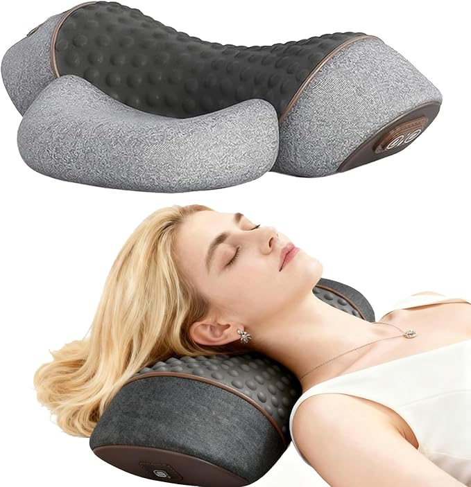 3 in 1 Neck Massager Pillow 3 in 1 Neck Massager 3-in-1 Necks Massagers Pillow Ergonomic Memory Foam Pillows for Necks and Shoulder Relax (Dark Gray-Plug in)
