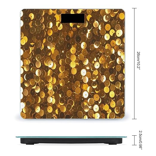 Gold Sequin Sparkle Scale for Body Weight Digital Bathroom Scale Toughened Glass High Precision Scales for Body Weight with Large LCD Backlight Display Weight Scales