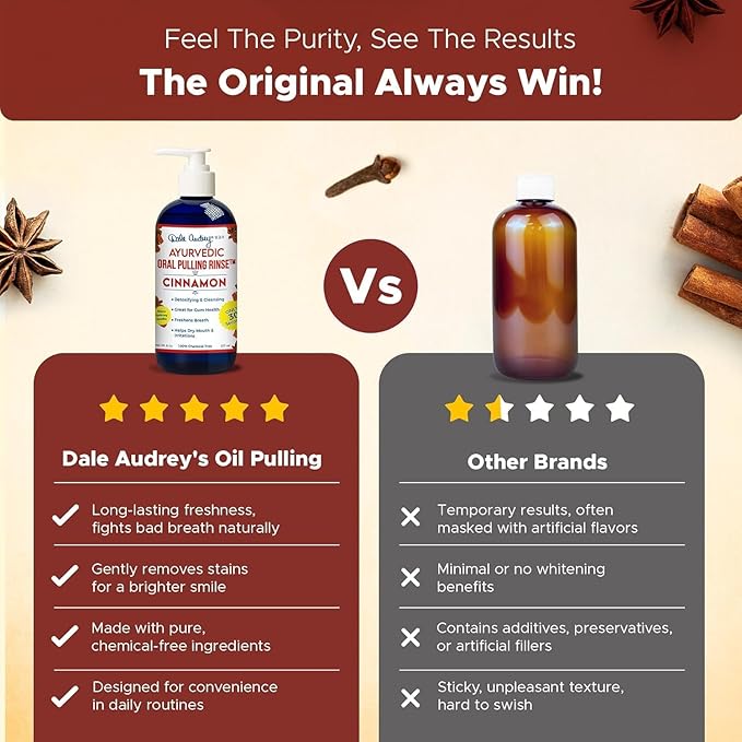 Dale Audrey Nano Hydroxyapatite Mouthwash Oil Pulling for Teeth and Gums | Cinnamon Flavored Organic Mouthwash for Bad Breath | Essential Oils for Teeth Whitening &amp Fresh Breath Natural Mouthwash