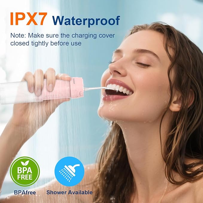2026 New Portable Water Flosser for Teeth 4 Modes &amp 4 Intensity Levels Mini Small Design with Exquisite Travel Case Removable Tank IPX7 Waterproof Cordless Dental Oral Irrigator (Pink)