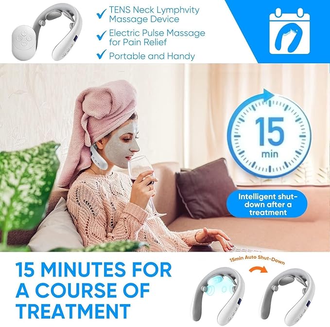 Neck Massager for Pain Relief Smart Electric Pulse Neck Massager with Heating Portable Deep Tissue Neck Massager Gift for Women Men