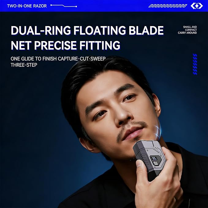 Travel Friendly 2 in 1 Design Electric Shaver and Nose Trimmer for on The Go Featuring Dry Wet Capability Rechargeable Shaver