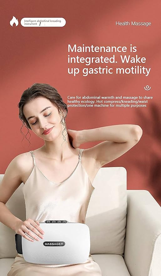 Automatic Abdominal Massager Electric Stomach Massager Dual-use for Waist and Abdomen 5 Modes 3 Adjustable Vibration Intensities for Home/Dysmenorrhea/Abdominal Pain