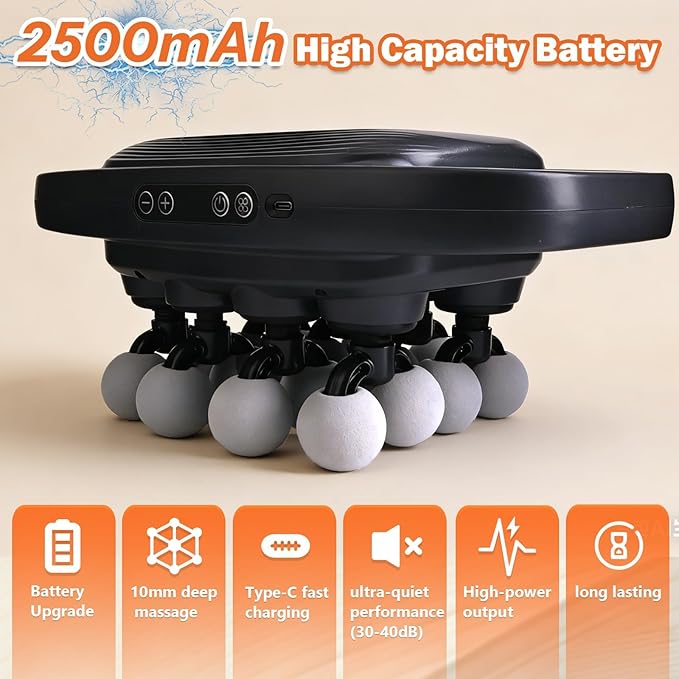 16-Head Massage Gun-Professional Deep Tissue Massager for Thighs Arms Waist Back Muscle Tension Relief Electric Percussion Massage Gun with 3 Modes &amp 30-Speed Touch Screen Adjustment