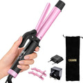 Travel Curling Iron 1 InchSmall Curling Iron for Short HairDual Voltage Curling Iron 110-240V with European PlugCurling Iron with Clamp &amp Ceramic Barrel5 Temp Digital DisplayAuto OffTemp Loc