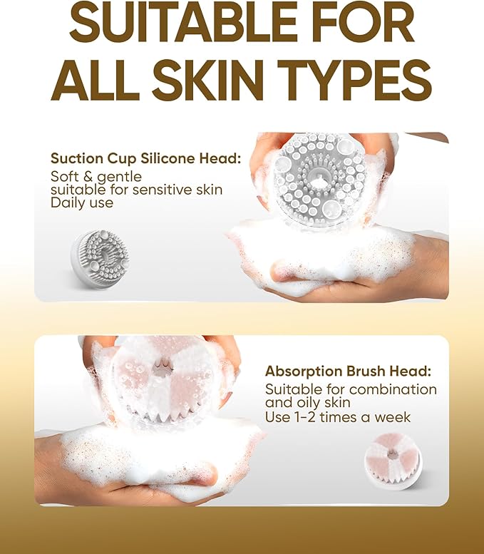kingdo 2-in-1 Face Scrubber &amp Makeup Remover Device Smart Automatic Foaming Facial Cleansing Brush Exfoliator with Face Cleanser for Deep Cleansing &amp Exfoliating &amp Removing Makeup Skin Ca