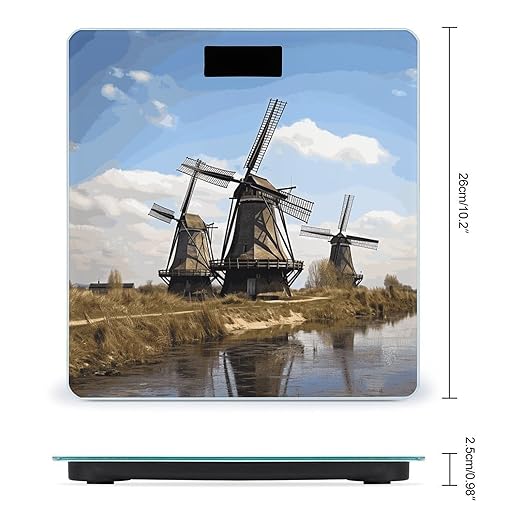 Windmills Weight Scale Digital Electronic Scales Bathroom Scale Larg LCD Backlight Display High Precision MeasurementsTempered Glass