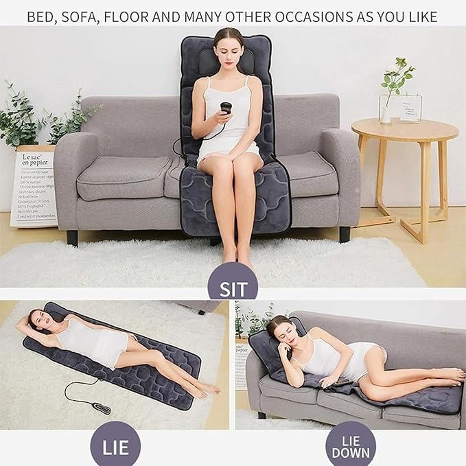 Massage Mat Full Body Massager Cushion Foldable 9 Vibrating Modes with 20 Neck Shiatsu Kneading Massage Heads Electric Massage Mattress Pad for Relieving Back Lumbar Leg 170x60cm