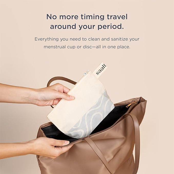 Saalt Travel Kit - Easy Cleaning for Public Restroom School or Travel with a Menstrual Cup or Menstrual Disc - Reusable Travel Bag Wash Squeeze Bottle Compact Sanitizer