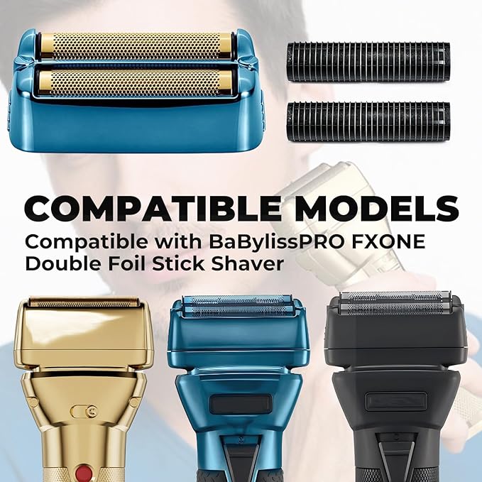 Shaver Replacement Foil and Cutter for BaBylissPRO FXONE Double Foil Stick ShaverHypoallergenic Extra-close Shaver Replacement Head (FX79RF2BL(BLUE)-1 Pack)
