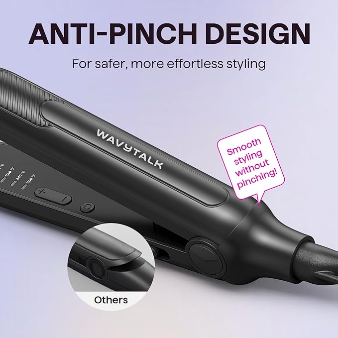 Wavytalk Pencil Flat Iron 3/10 Small Iron for Short Hair Pixie Cut and Bangs Tiny Beard Straightener with Dual Voltage &amp Adjustable Temp Mini Hair Edges Heating Up in 15s