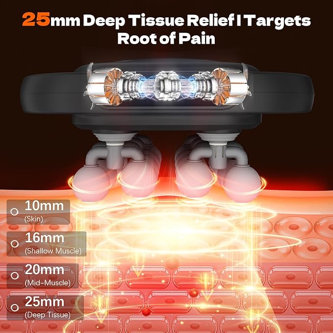 16 Head Massage Gun Back Massager for Pain Relief Massage Gun Deep Tissue Time Adjustable Percussion Massager with 9 Modes 20 Intensities for Body Shoulder Neck Legs Foot Gifts for Men/Women