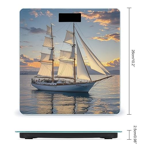 White Sailing Ship at Sunset Smart Scale for Body Weight Accurate Bathroom Scale with LED Display Digital Weight Scales Weighing Machine High Precision Scales for Bath Home