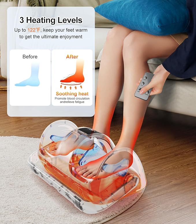 CARESKY® Shiatsu Foot Massager with Heat and Remote-FSA Eligible HSA Electric Deep Kneading Foot Massager for Neuropathy Plantar Fasciitis Massage Feet/Leg/Calf/Ankle Gifts for Women and Men
