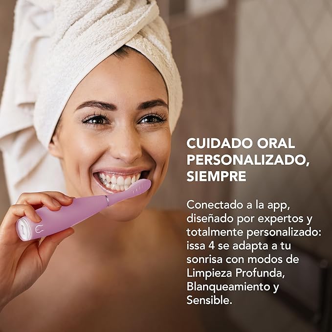 FOREO ISSA 4 Electric Toothbrush – 4-in-1 Rechargeable with Extra Brush Head Soft Bristles Long-Lasting Use Gentle Cleaning - Pearl Pink