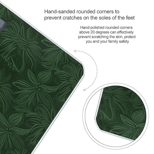 Digital Bathroom Scale for Body Weight Scale with Bright LCD Display High Accuracy Step-On Technology Auto On/Off Hunter Green Floral Petals Pattern Digital Scales 400 Lbs /180kg