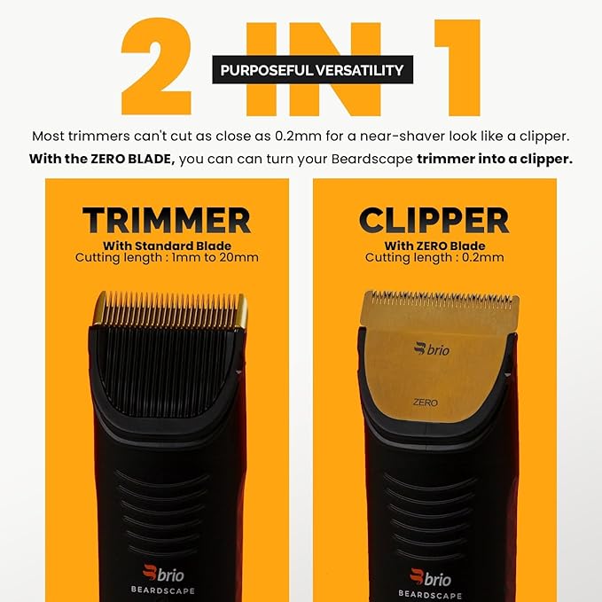 Brio Zero Blade Compatible Beardscape V2 &amp V1 Trimmers Cuts Extremely Close at 0.2mm Stainless Steel Blade Perfect for Super Close Cuts Creating Tight Lines and Cleaning up Mustaches (Gold)