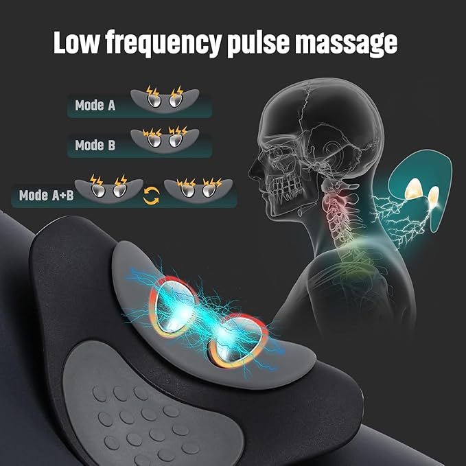 Multifunctional Cervical Traction Device Electric Neck Stretcher Dynamic Neck Stretching Function Electrotherapy And Heat Therapy To Relieve Neck Pain 3 Massage Modes For Home Use (Black)