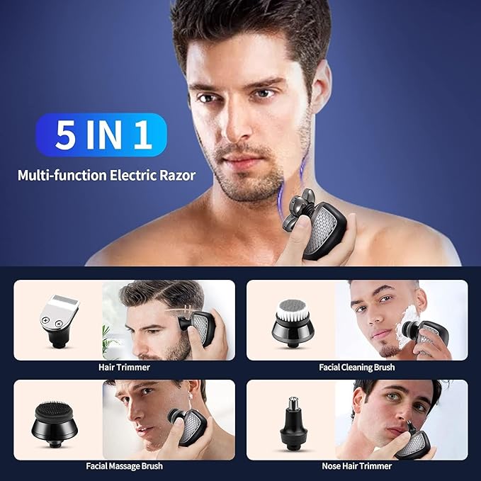 Head Shavers for Bald Men 6 in 1 Smart Sensor Switch Shaver for Men Rechargeable Bald Head Hair Trimmer Floating Heads Beard Electric Razor LCD Display Clipper