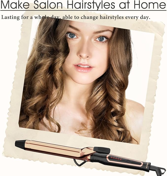 UOTEK Curling Iron 1 Inch Long Barrel Curling Iron Ceramic Wand Curler up to 450°F Curling Iron for Long Hair Small Waves Dual Voltage for Home &amp Travel