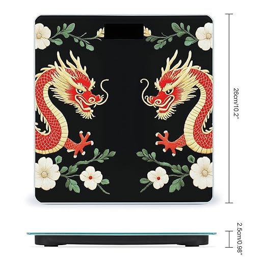 Women's Fashion Automatic Switch Digital Bathroom Weighing Scale Smart Scale Floral Chinese Japanese Dragon Flower