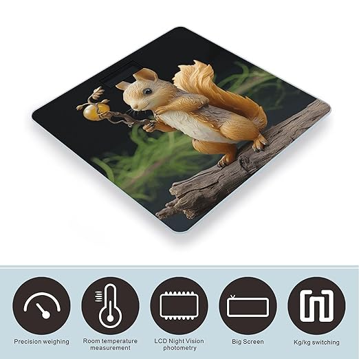 Resin Squirrel Digital Bathroom Scale for Body Weight Weighing Scale with Backlit LCD Display High Precision Measurements &amp Measures Weight Up to 180kg
