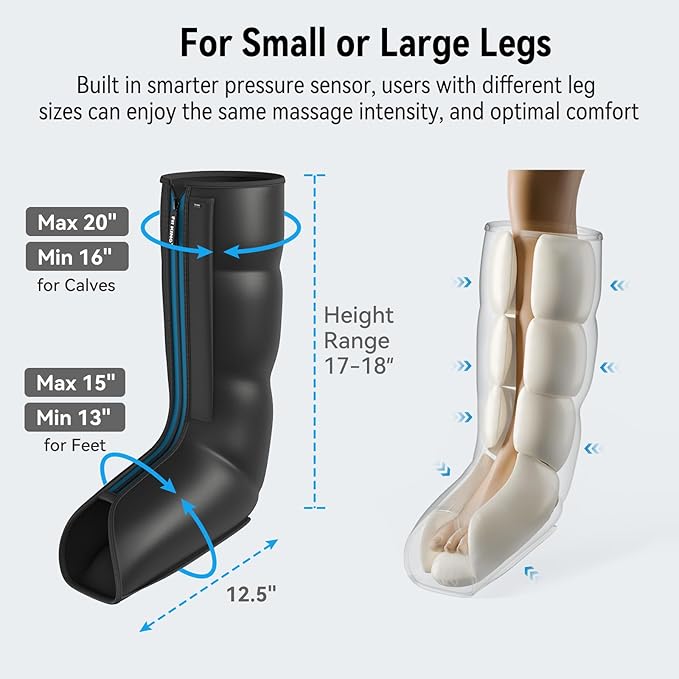 FIT KING Leg Massager Upgraded Foot and Calf Massager with Air Compression Therapy Sequential Compression Device Massage Boots for Circulation Edema RLS Pain Relief - 3 Timer Options