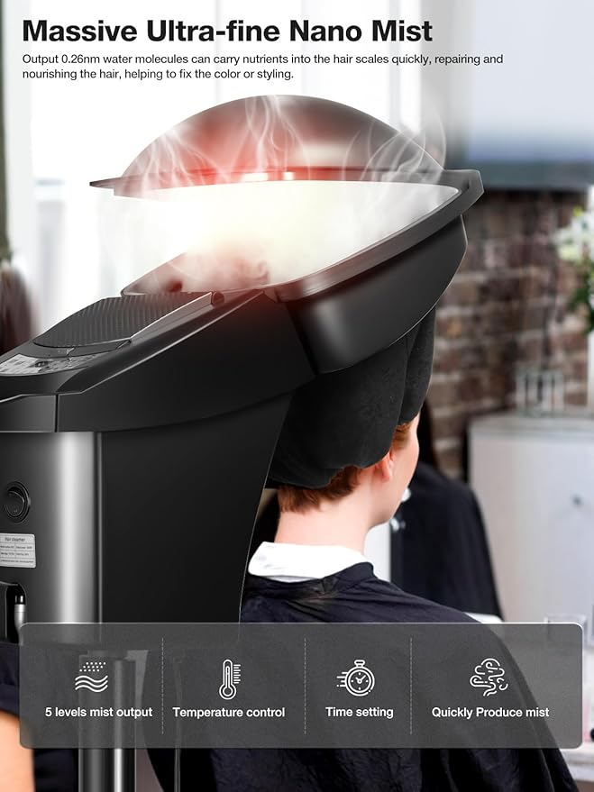 Icoget Hair Steamer for Deep Conditioning w/7 Color Light &amp Ozone Micro Mist Scalp Hydration Steamer for Hair Treatment for Natural/Black Hair w/Adjustable Temp for Barber
