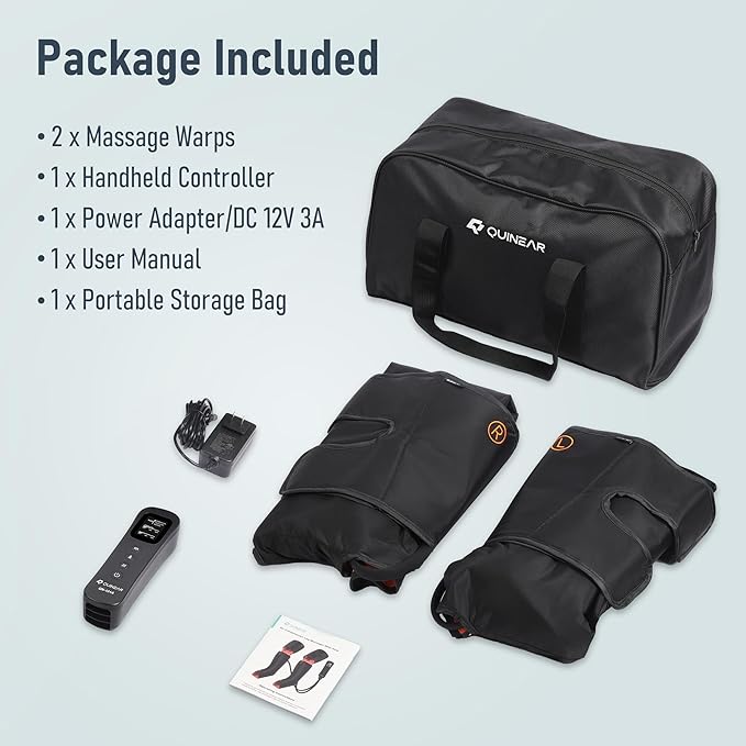 QUINEAR Leg Massager with Compression 3-in-1 Foot Calf &amp Thigh Massager and Compression Therapy with Timer Leg Massage Boots for Circulation and Pain Swelling Edema Relief FSA-HSA Eligible