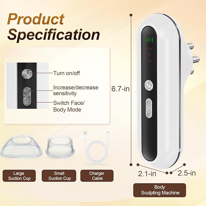 Body Sculpting Machine 3-in-1 Body Sculptor Red Light Therapy Electric Cupping Therapy Massager Lymphatic Drainage Massager Suitable for Belly Waist Arms Hip Legs and Face