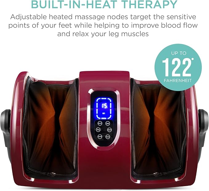 Best Choice Products Heated Shiatsu Foot Massager for Pain Relief Plantar Fasciitis Neuropathy Blood Circulation w/Compact Design - Burgundy