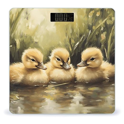 Fluffy Ducklings Ducks Digital Bathroom Scale for Body Weight Lighted LCD Display Round Corner