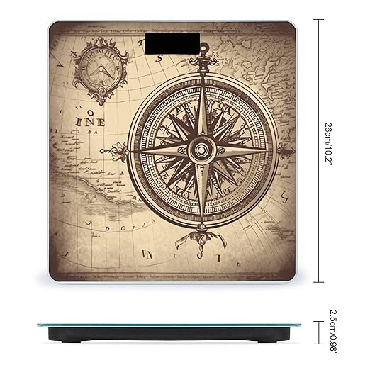 Law of The Compass Navigation Digital Bathroom Scale for Body Weight with High Precision Digital Weighing Scale with BMI Clear LCD Display and Step-On Measures Weight Up to 180kg