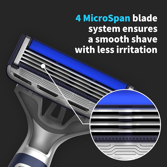 DORCO Pace Pro 4 Disposable Razors 9 pack - Long Lasting 4 Blade Technology with a Precision Trimmer Safety Guard Bar Pivoting Head and Non-Slip Rubber Handle (9 Razors)