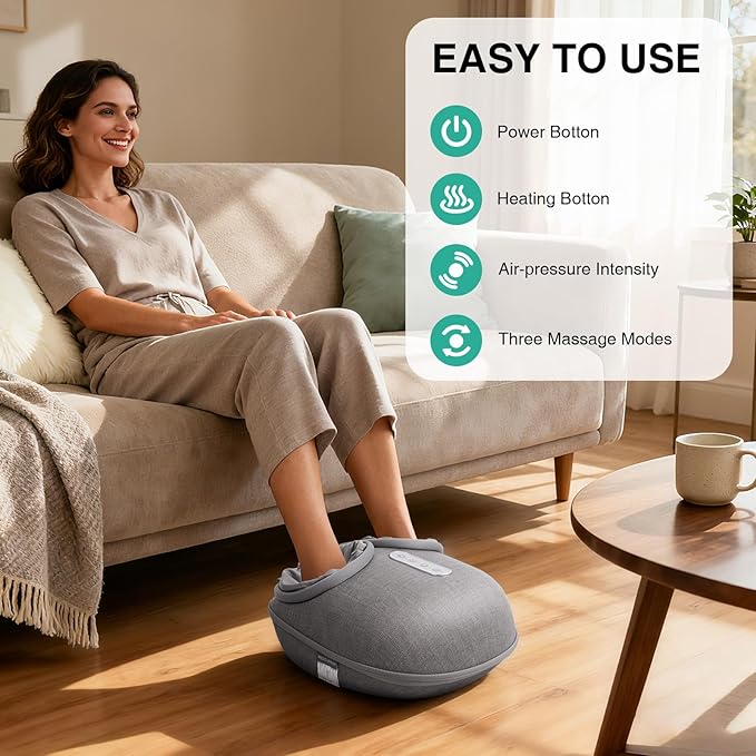 Medcursor Foot Massager with Heat - Shiatsu Deep Kneading Delivers Relief for Tired Muscles and Plantar Multi-Level Settings &amp Adjustable Intensity for Home or Office Use Gifts for Women Mom