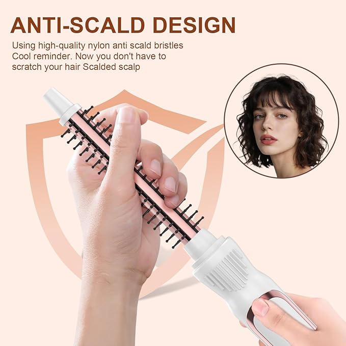 Thermal Brush 0.5 Inch Curling Iron Volumizing Heated Round Brush 1/2 Inch Ceramic Tourmaline Heated Hot Multifunctional Styler Curling Wand (White 0.5 inch)