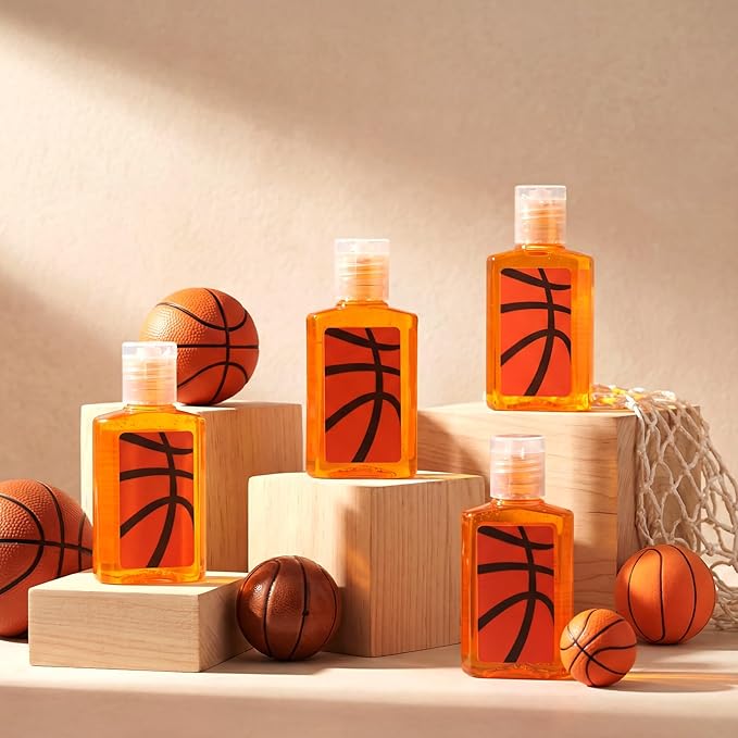 50 Pcs Basketball Party Favors - Mini Hand Sanitizer Bulk (Not Rinse-Free) 1 Fl oz Travel Size Gifts for Basketball Lovers Team Players Senior Night Sports Birthday